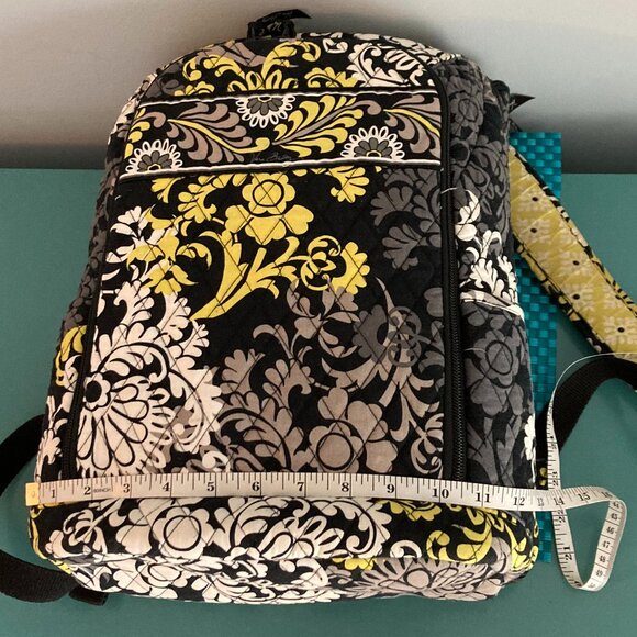 Vera Bradley Backpack with Padded Laptop Compartment Black White Baroque - Picture 15 of 16